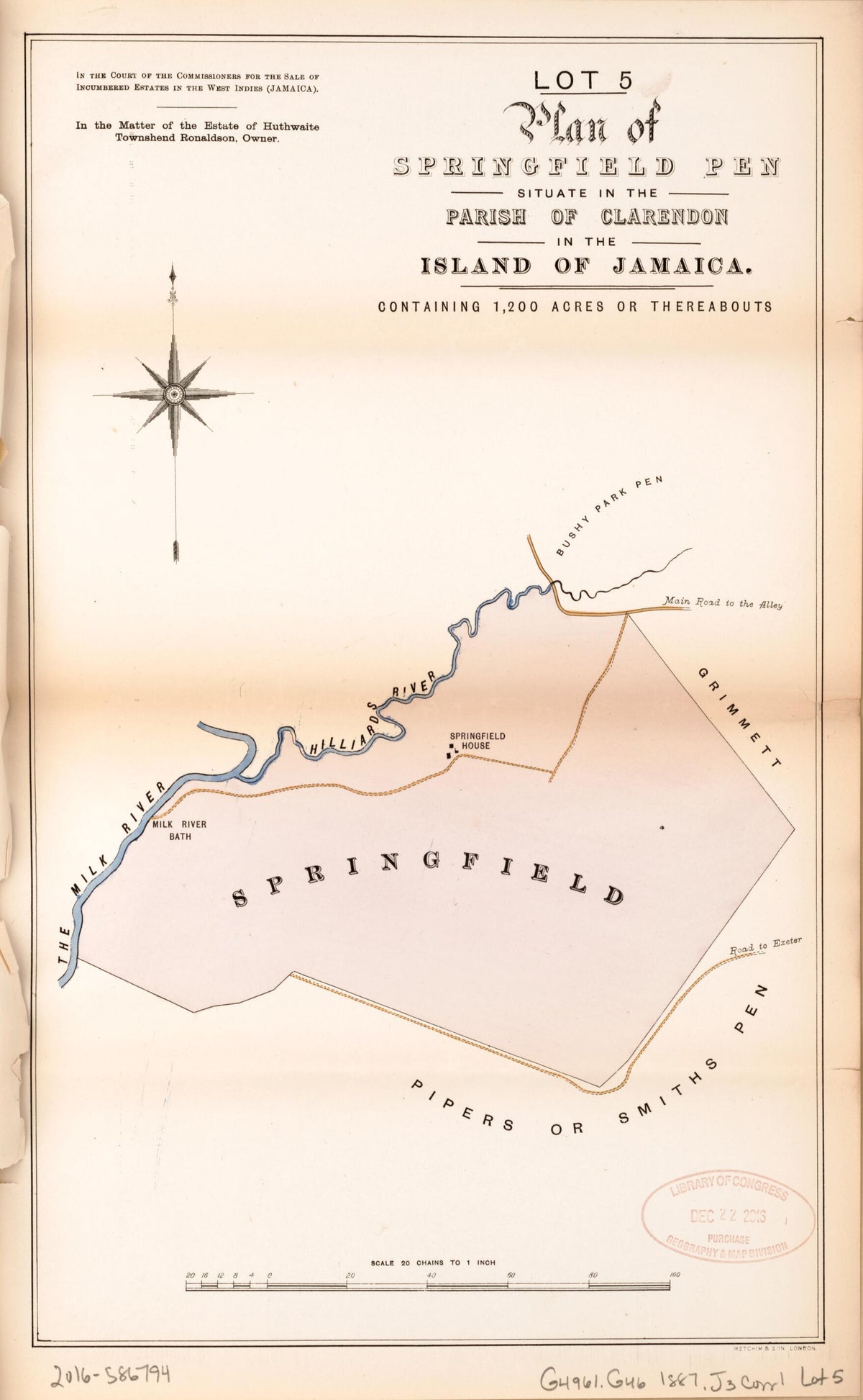 Lot 5 Plan of Springfield Pen from Encumbered Estates In the West Indies (Jamaica) 1887 by Relic Map Company