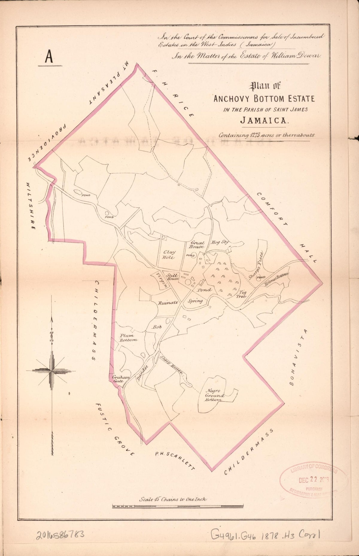 Plan of Anchovy Bottom Estate from Encumbered Estates In the West Indies (Jamaica) 1878 by Relic Map Company