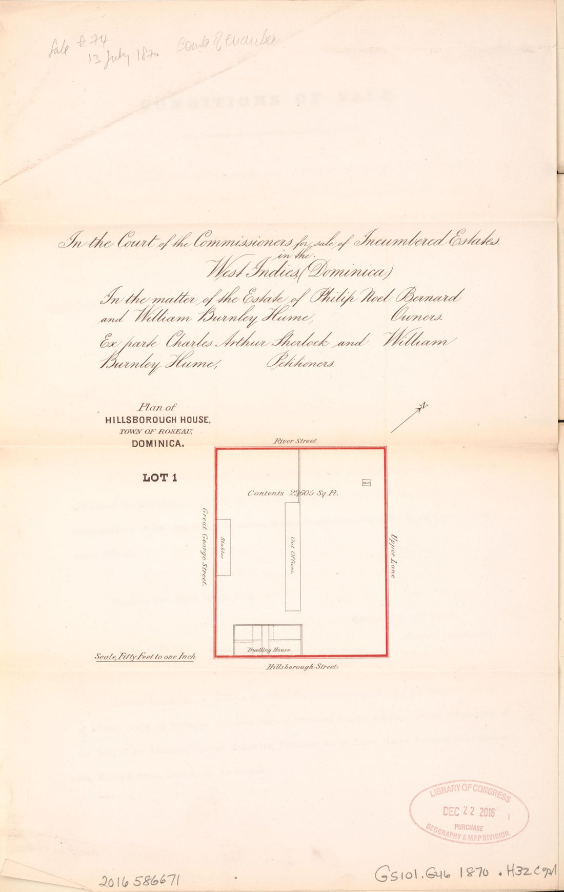 This old map of Plan of Hillsborough House from Encumbered Estates In the West Indies (Dominica) from 1870 was created by Vaughan & Leifchild (Firm) Hards in 1870