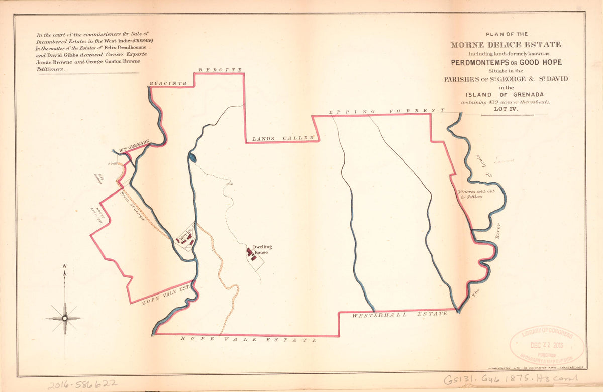 Plan of the Morne Delice Estate from Encumbered Estates In the West Indies (Grenada) 1875 by Relic Map Company