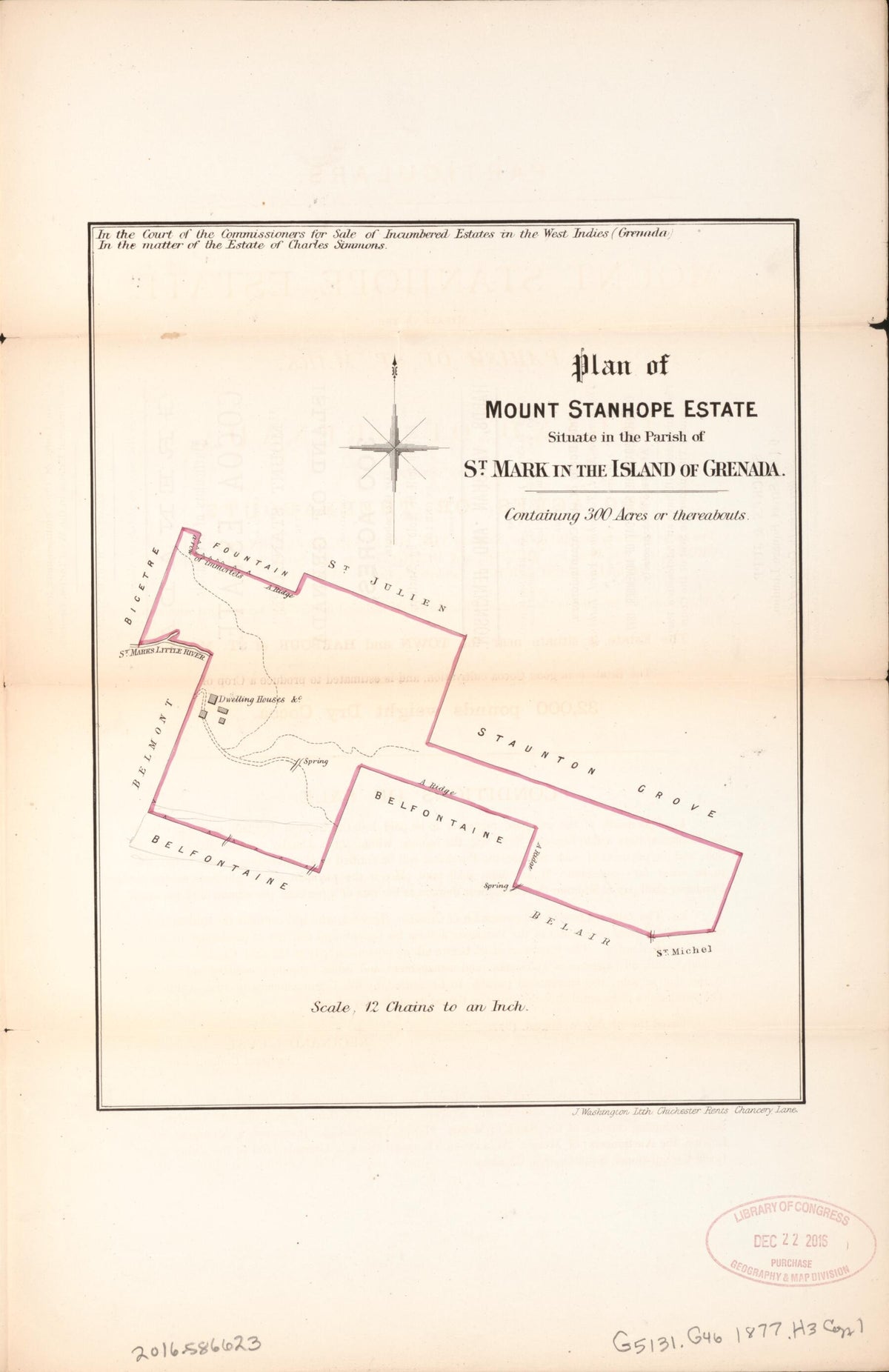 Plan of Mount Stanhope Estate from Encumbered Estates In the West Indies (Grenada) 1877 by Relic Map Company