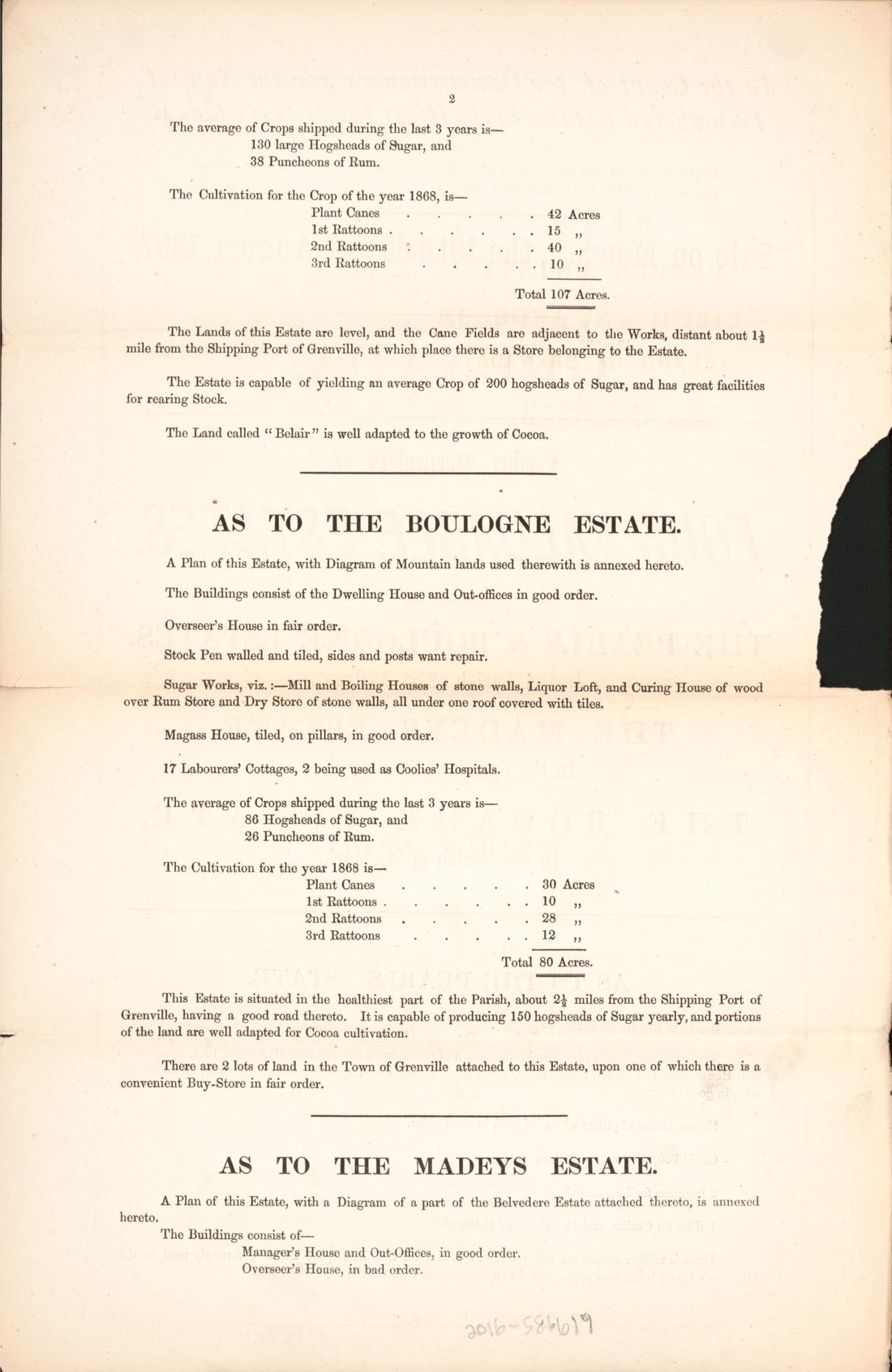 This old map of Page 2 from Encumbered Estates In the West Indies (Grenada) from 1867 was created by Leifchild & Cheffins (Firm) in 1867