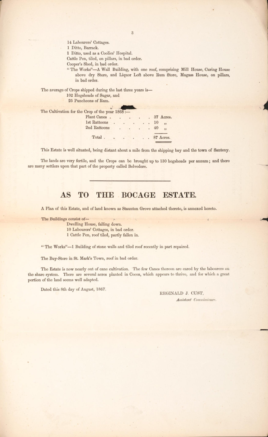 This old map of Page 3 from Encumbered Estates In the West Indies (Grenada) from 1867 was created by Leifchild & Cheffins (Firm) in 1867