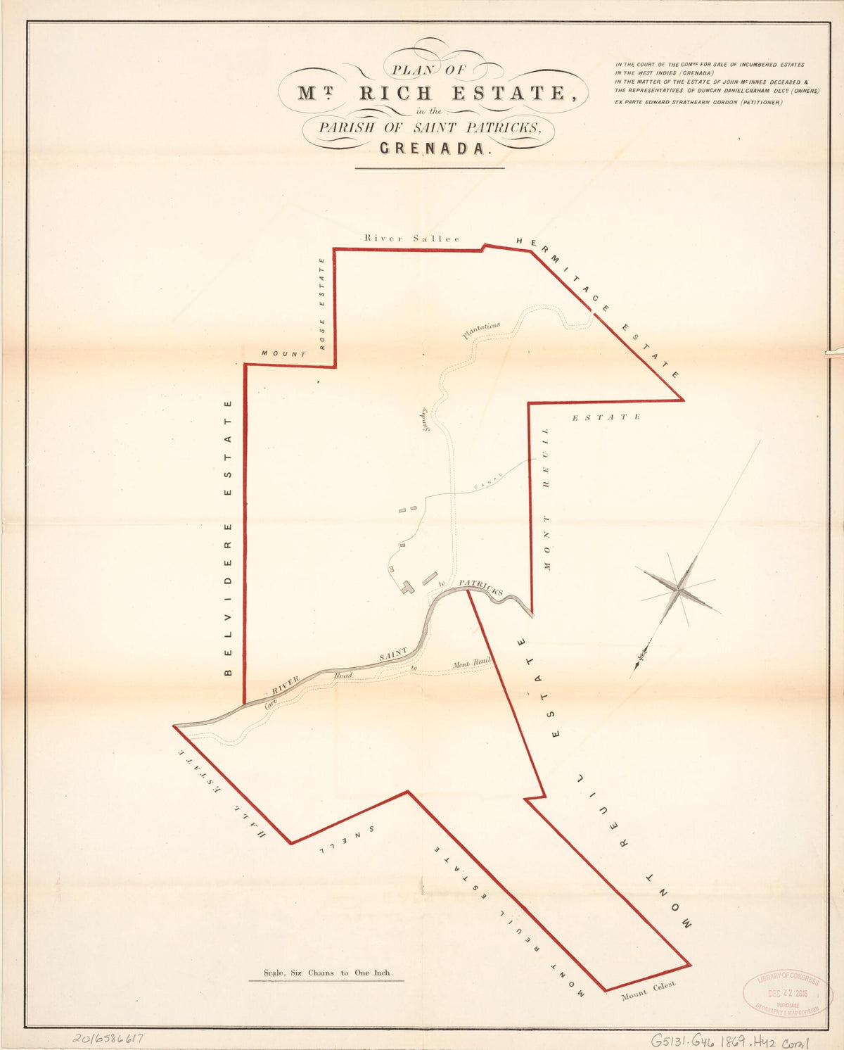 Plan of Mt. Rich Estate from Encumbered Estates In the West Indies (Grenada) 1869 by Relic Map Company