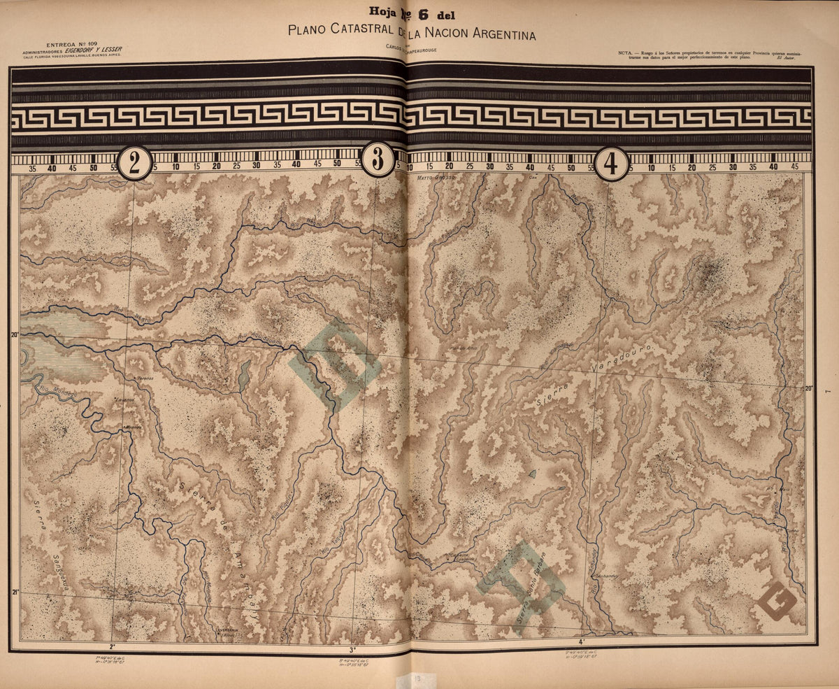 Plano Catastral De La Nacion Argentina, Hoja No. 6 from Argentina 1901 by Relic Map Company