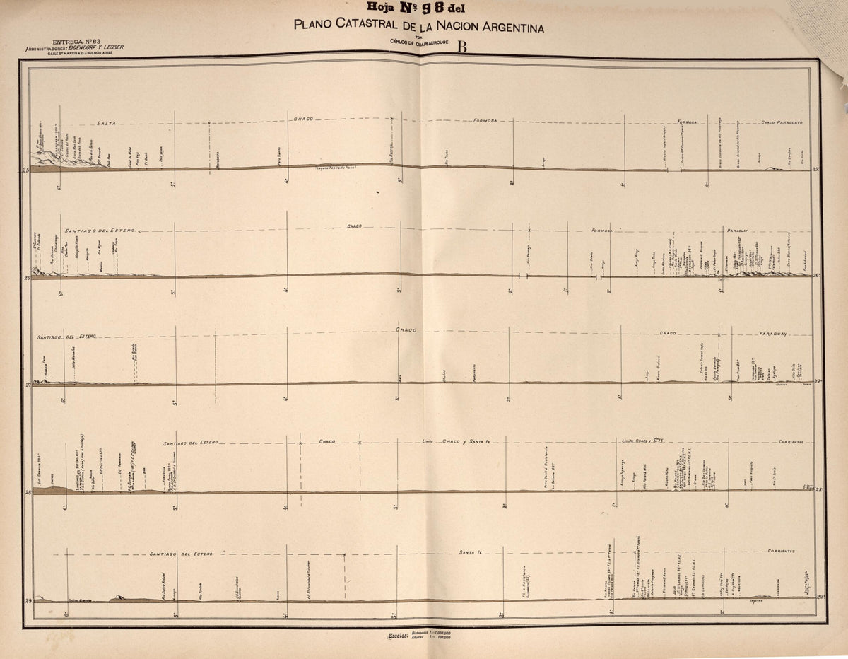 Plano Catastral De La Nacion Argentina, Hoja No. 98 from Argentina 1901 by Relic Map Company