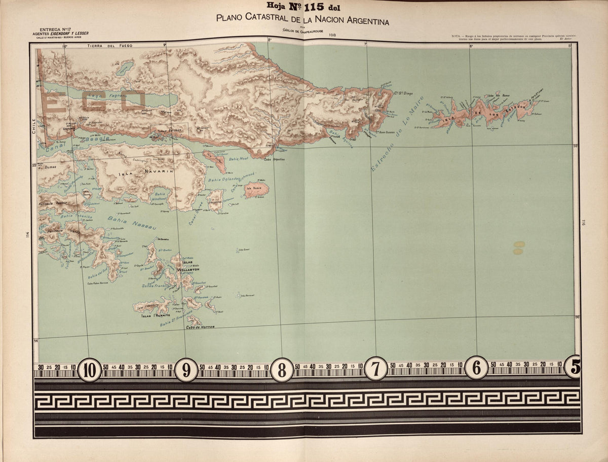 Plano Catastral De La Nacion Argentina, Hoja No. 115 from Argentina 1901 by Relic Map Company