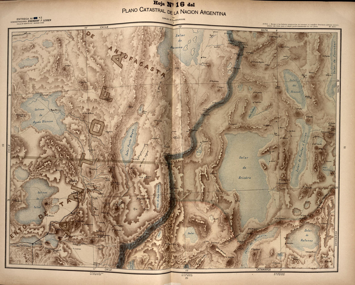 Plano Catastral De La Nacion Argentina, Hoja No. 16 from Argentina 1901 by Relic Map Company