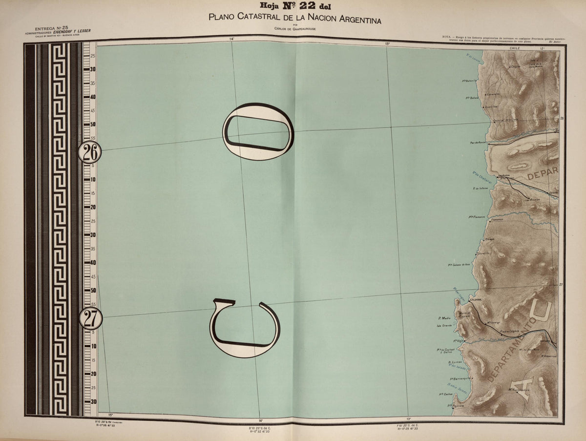 Plano Catastral De La Nacion Argentina, Hoja No. 22 from Argentina 1901 by Relic Map Company