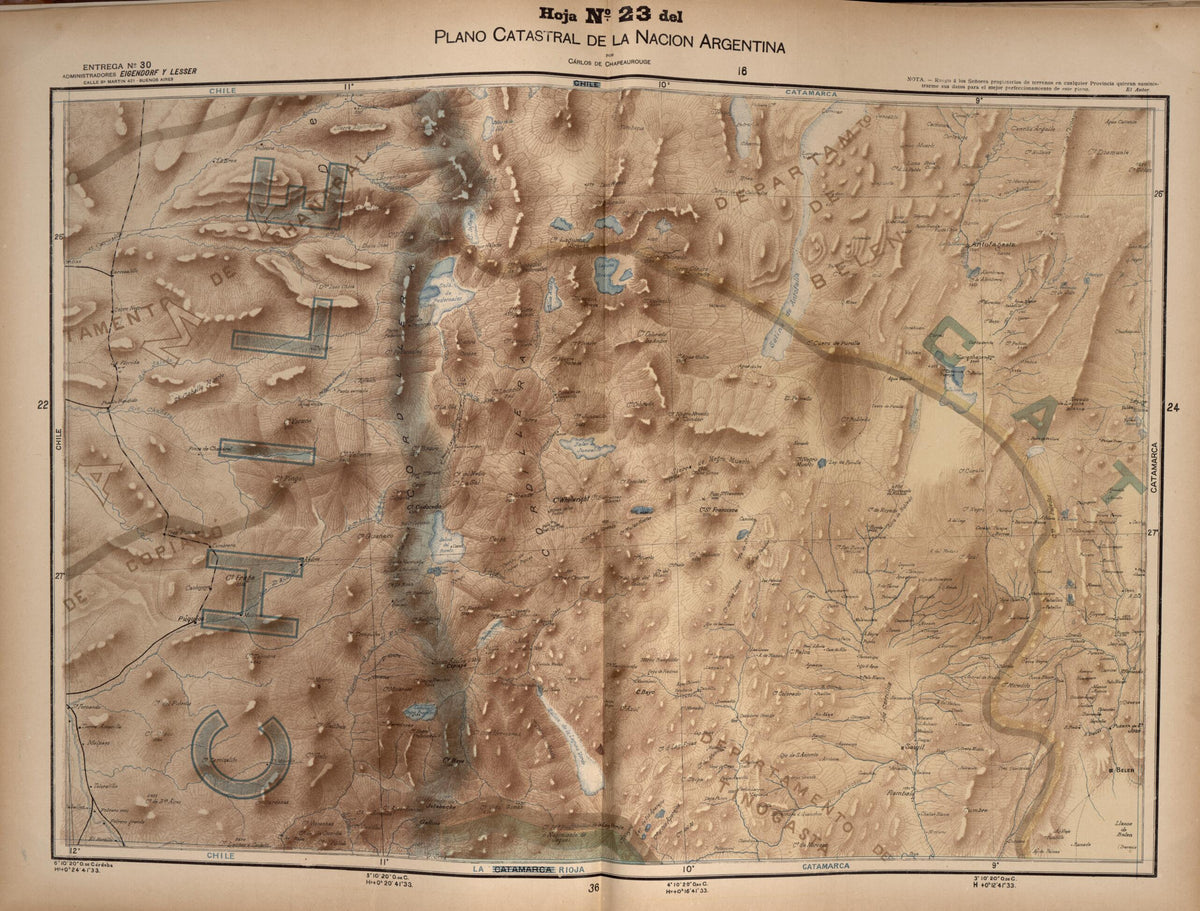 Plano Catastral De La Nacion Argentina, Hoja No. 23 from Argentina 1901 by Relic Map Company