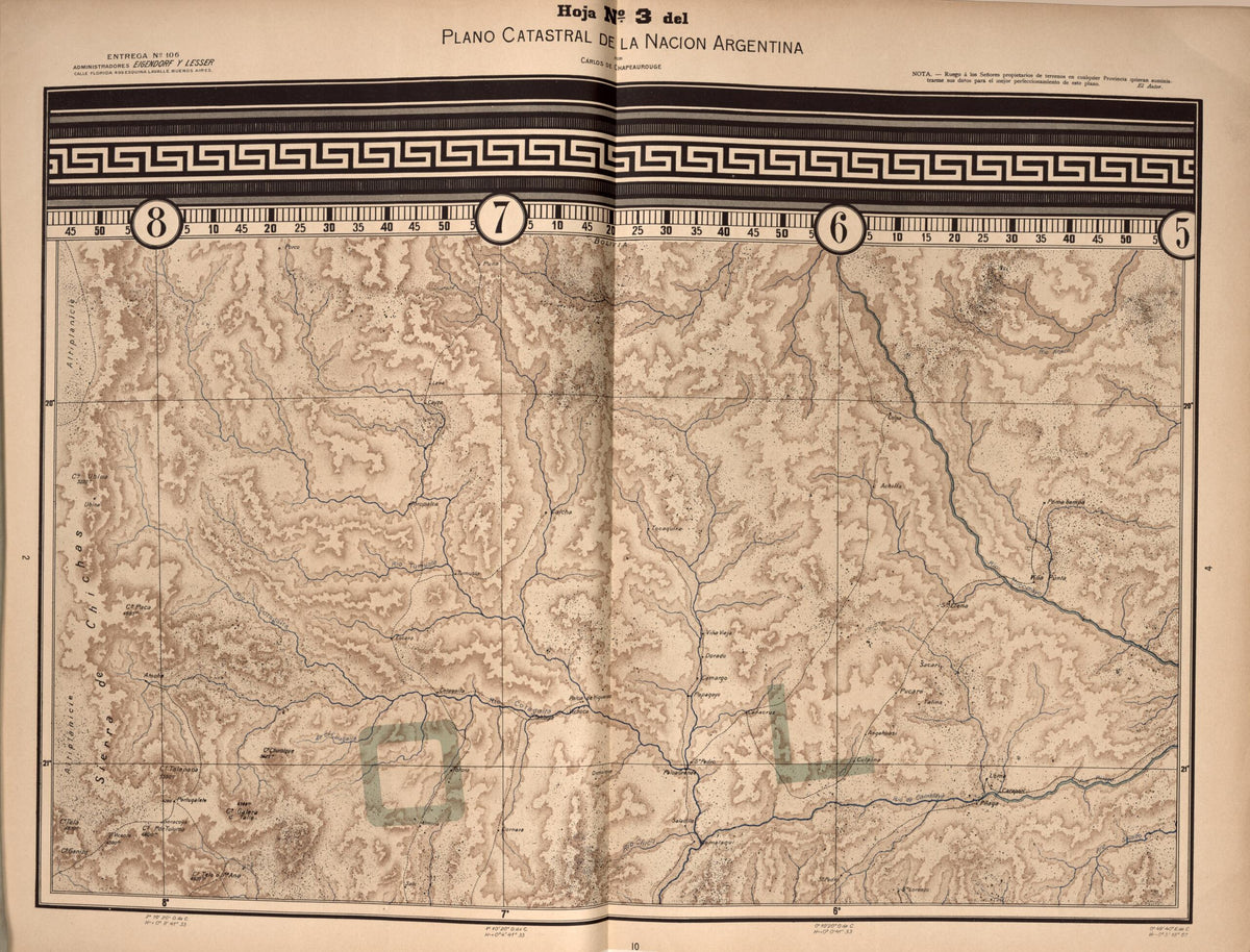 Plano Catastral De La Nacion Argentina, Hoja No. 3 from Argentina 1901 by Relic Map Company