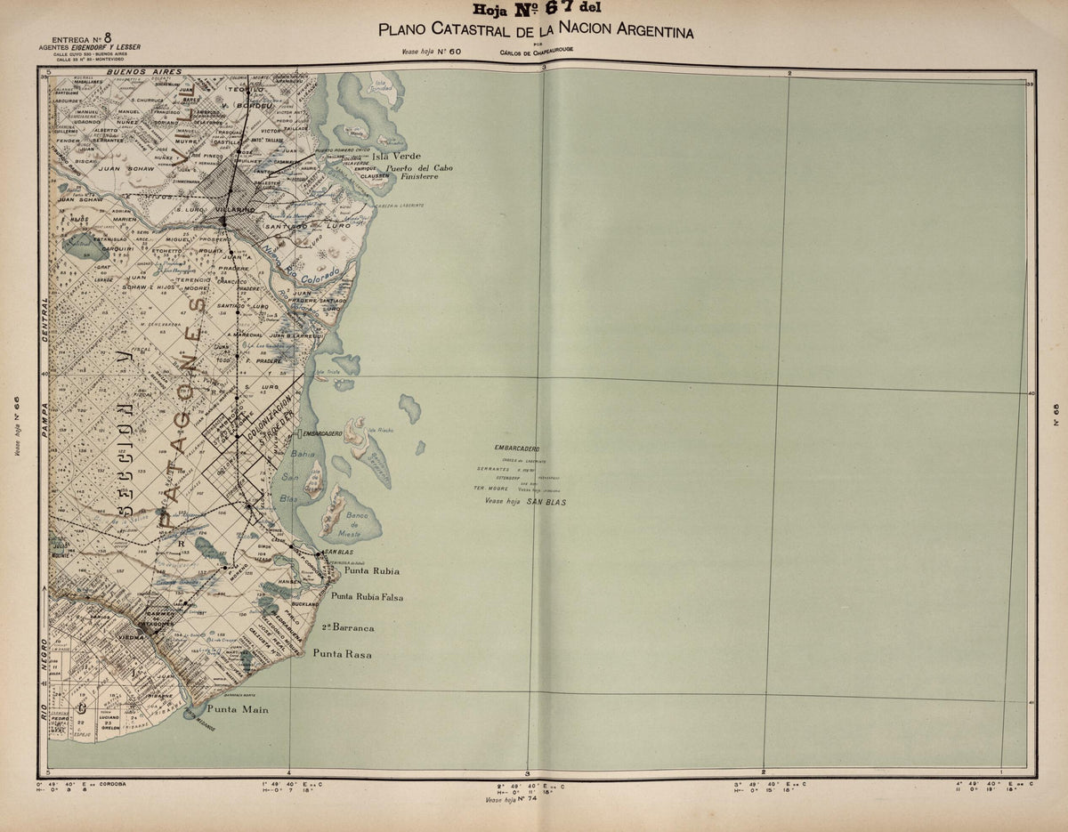 Plano Catastral De La Nacion Argentina, Hoja No. 67 from Argentina 1901 by Relic Map Company