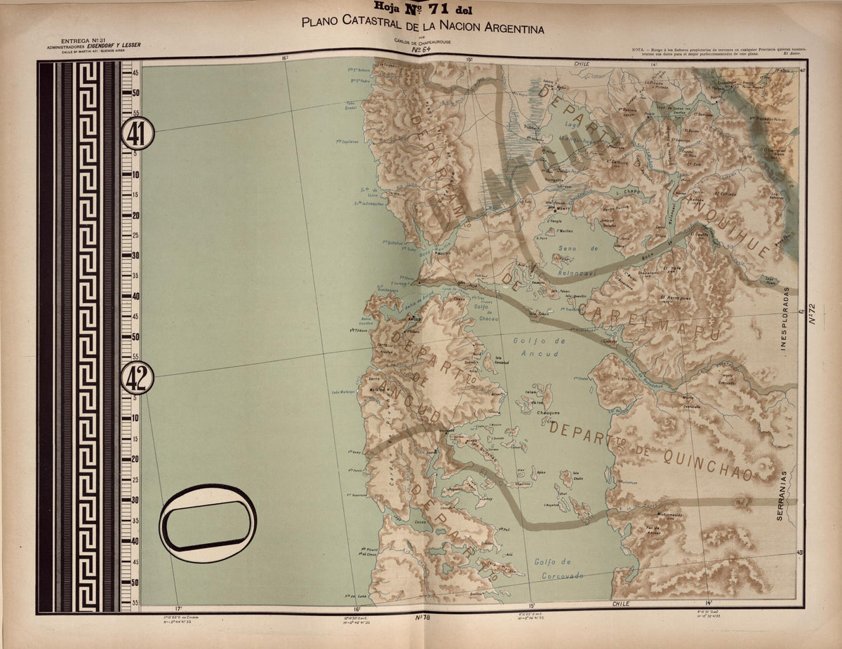 Plano Catastral De La Nacion Argentina, Hoja No. 71 from Argentina 1901 by Relic Map Company
