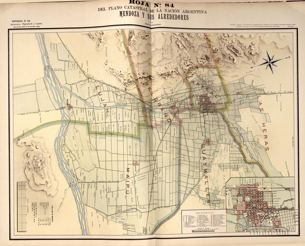 Plano Catastral De La Nacion Argentina, Hoja No. 84 from Argentina 1901 by Relic Map Company