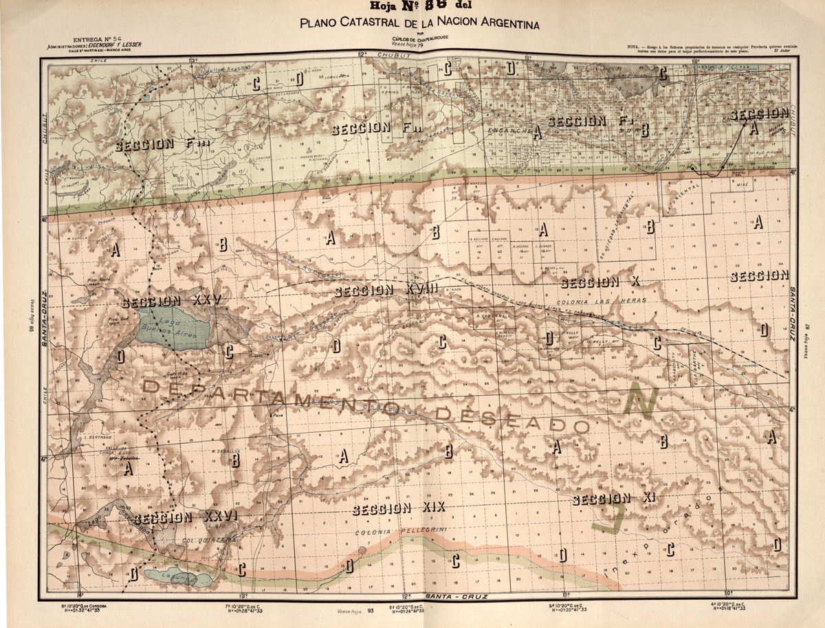 Plano Catastral De La Nacion Argentina, Hoja No. 86 from Argentina 1901 by Relic Map Company