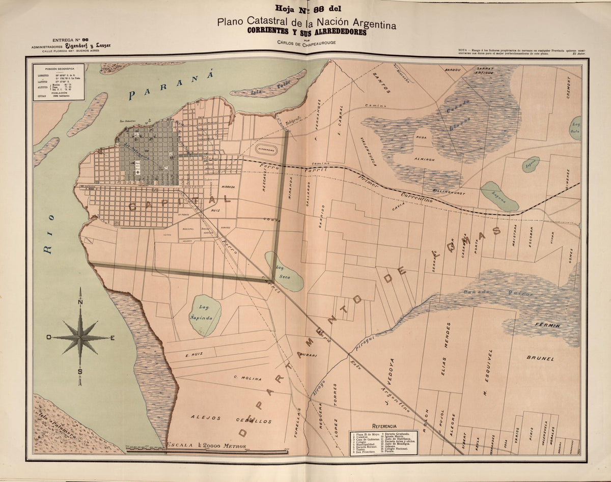 Plano Catastral De La Nacion Argentina, Hoja No. 88 from Argentina 1901 by Relic Map Company