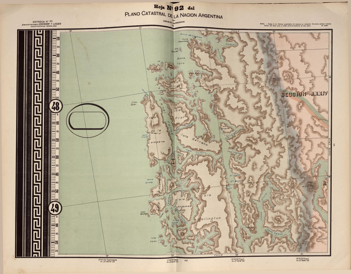 Plano Catastral De La Nacion Argentina, Hoja No. 92 from Argentina 1901 by Relic Map Company