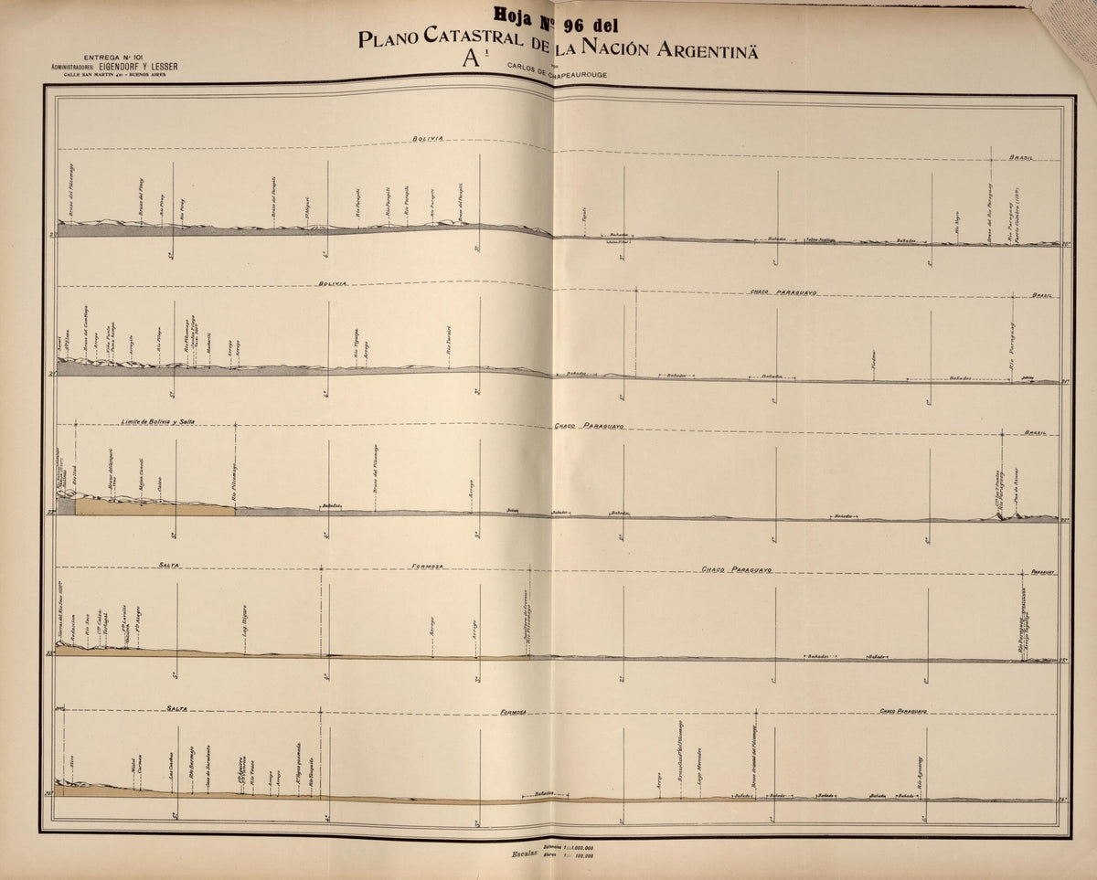 Plano Catastral De La Nacion Argentina, Hoja No. 96 from Argentina 1901 by Relic Map Company