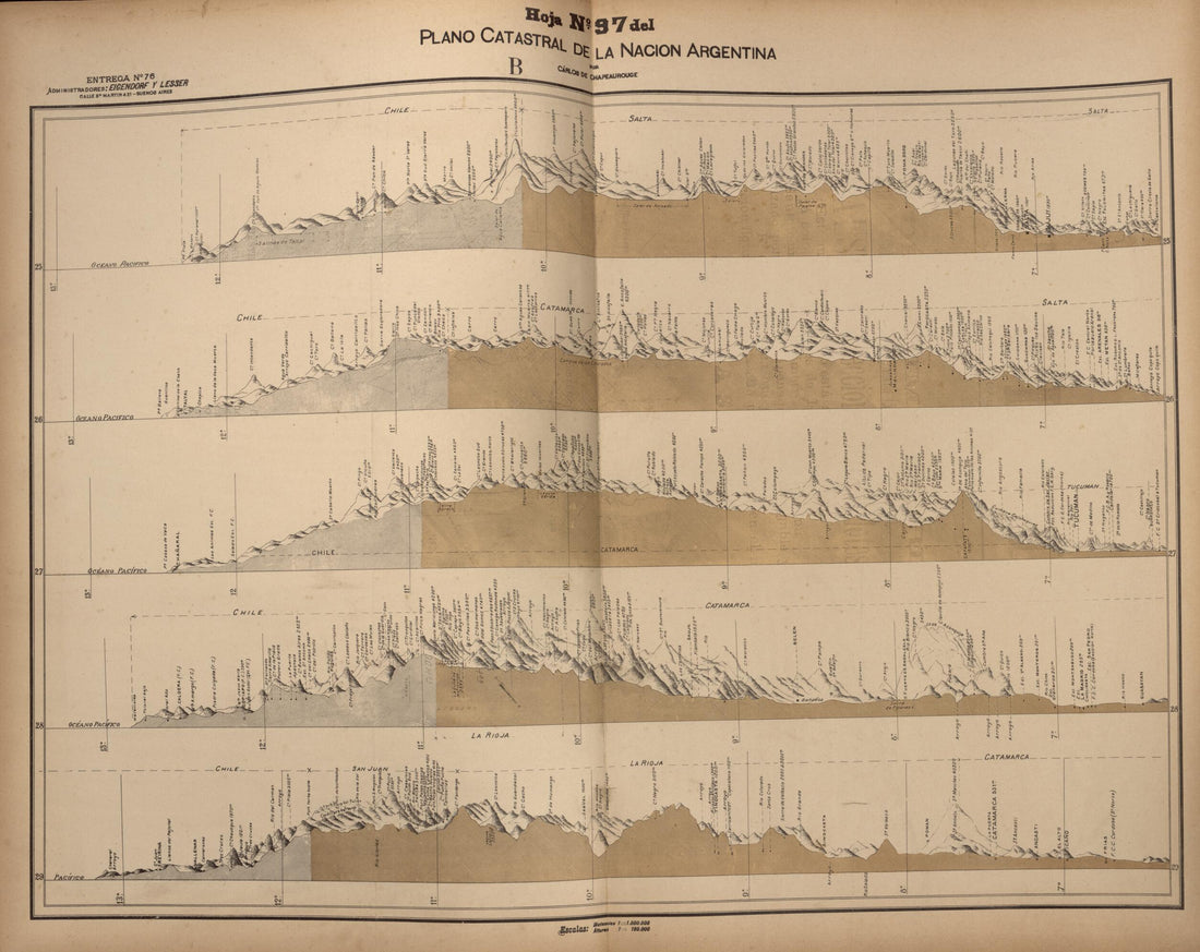 This old map of Plano Catastral De La Nacion Hoja No. 97 from República Argentina from 1905 was created by Carlos De Chapeaurouge in 1905