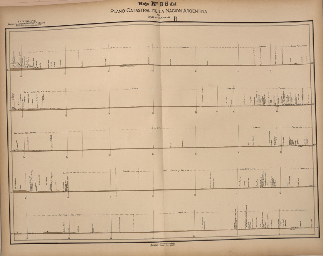 This old map of Plano Catastral De La Nacion Hoja No. 98 from República Argentina from 1905 was created by Carlos De Chapeaurouge in 1905