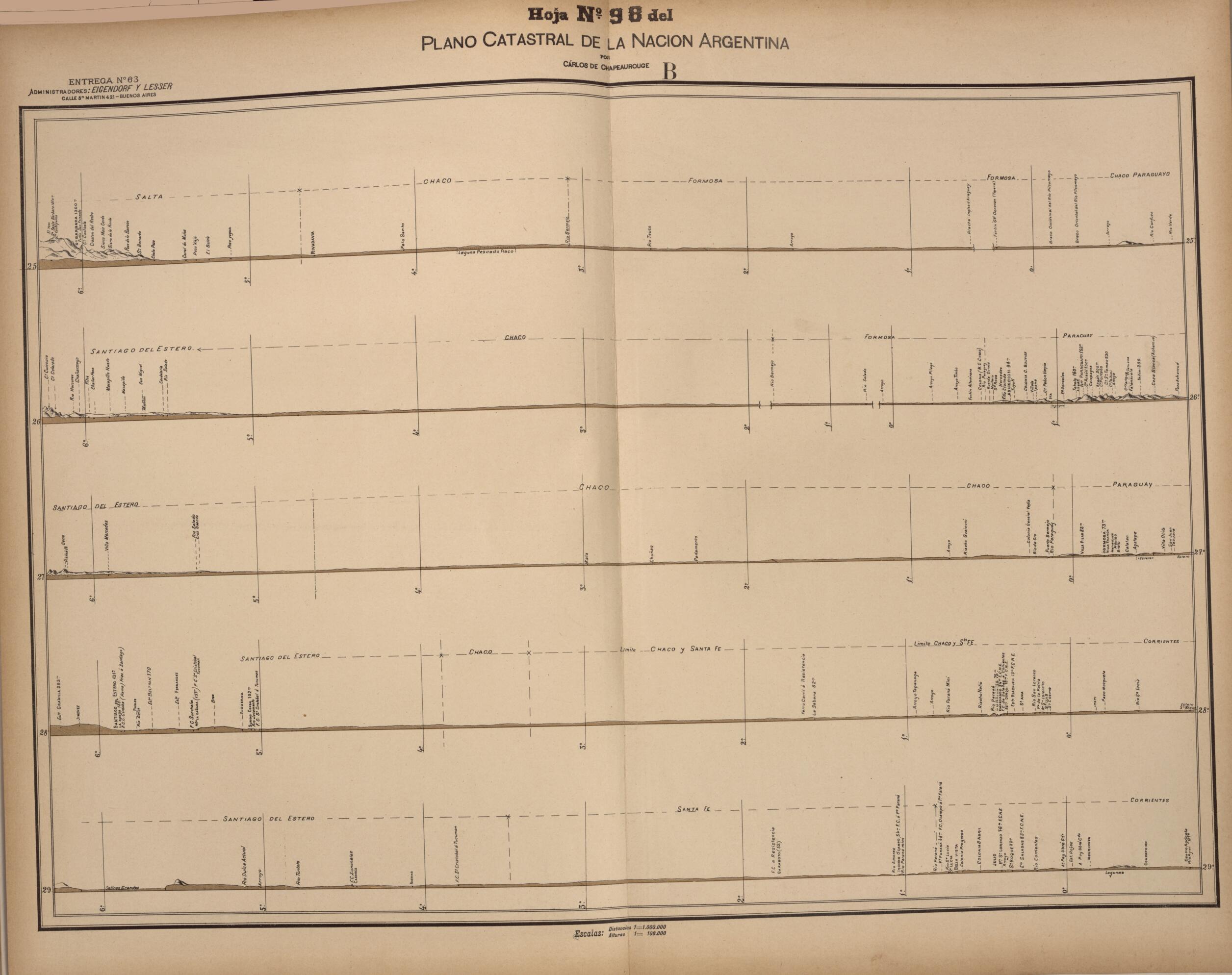 This old map of Plano Catastral De La Nacion Hoja No. 98 from República Argentina from 1905 was created by Carlos De Chapeaurouge in 1905