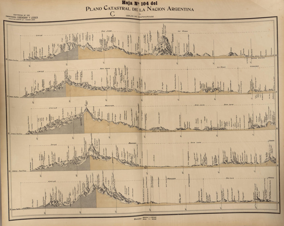 This old map of Plano Catastral De La Nacion Hoja No. 104 from República Argentina from 1905 was created by Carlos De Chapeaurouge in 1905