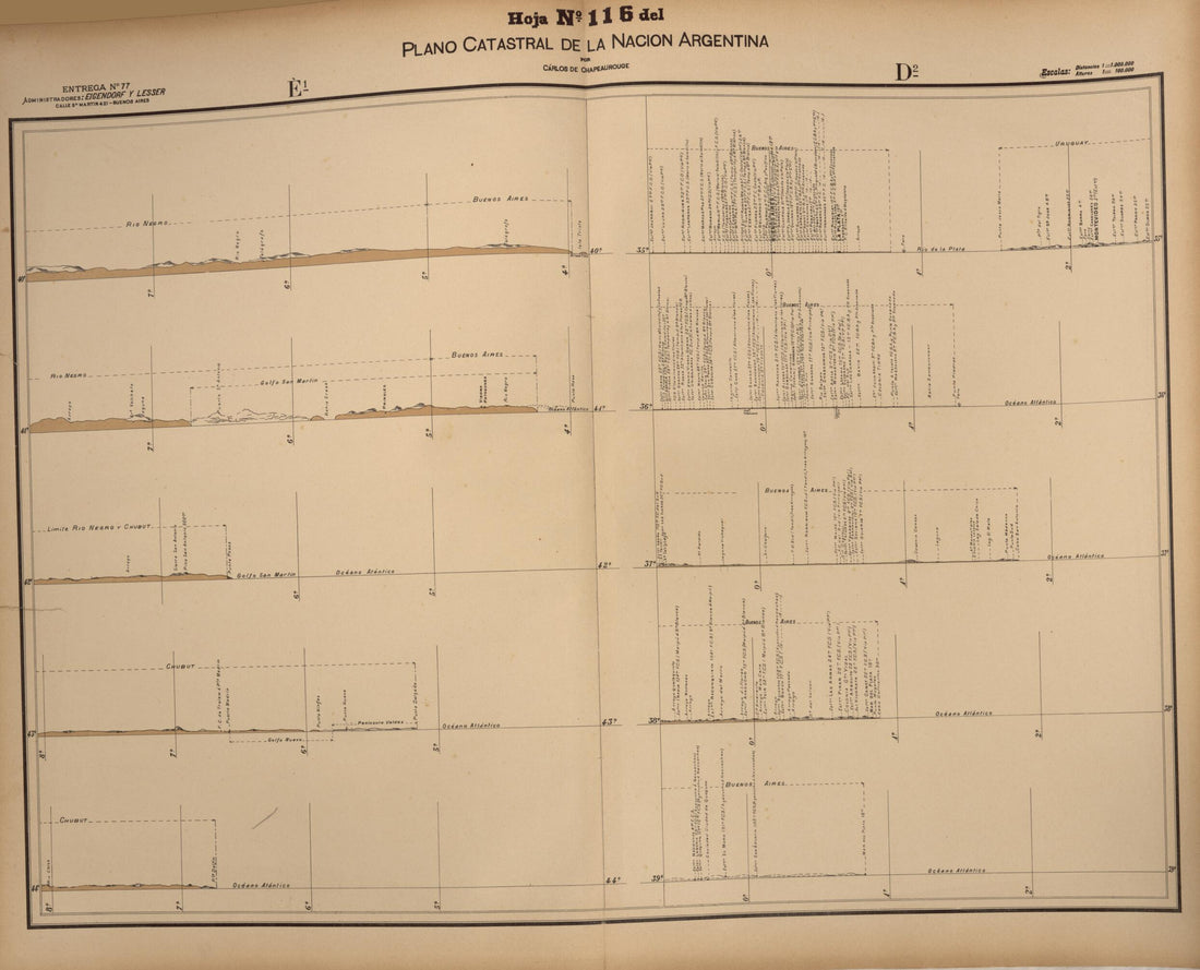 This old map of Plano Catastral De La Nacion Hoja No. 116 from República Argentina from 1905 was created by Carlos De Chapeaurouge in 1905