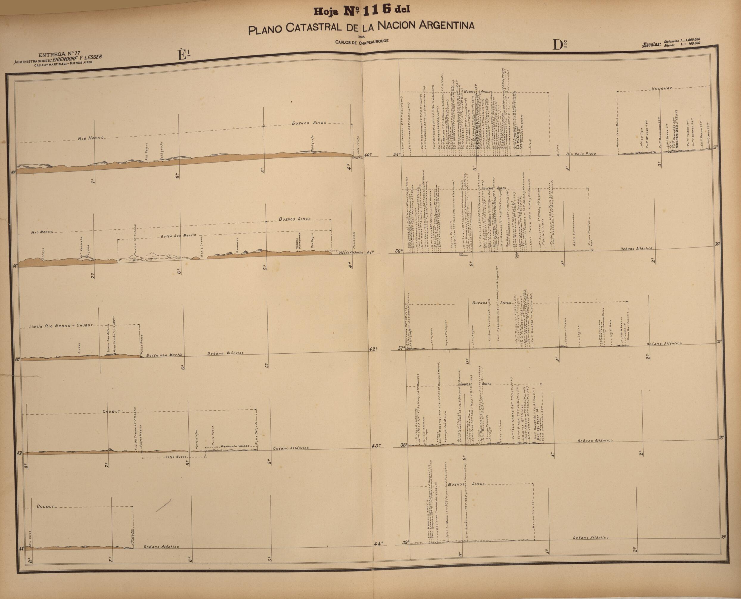 This old map of Plano Catastral De La Nacion Hoja No. 116 from República Argentina from 1905 was created by Carlos De Chapeaurouge in 1905