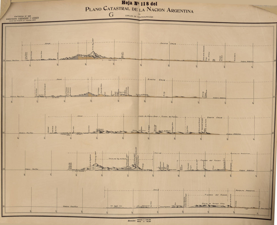 This old map of Plano Catastral De La Nacion Hoja No. 118 from República Argentina from 1905 was created by Carlos De Chapeaurouge in 1905