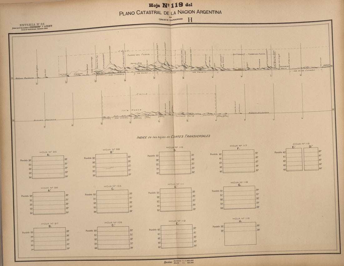 This old map of Plano Catastral De La Nacion Hoja No. 119 from República Argentina from 1905 was created by Carlos De Chapeaurouge in 1905