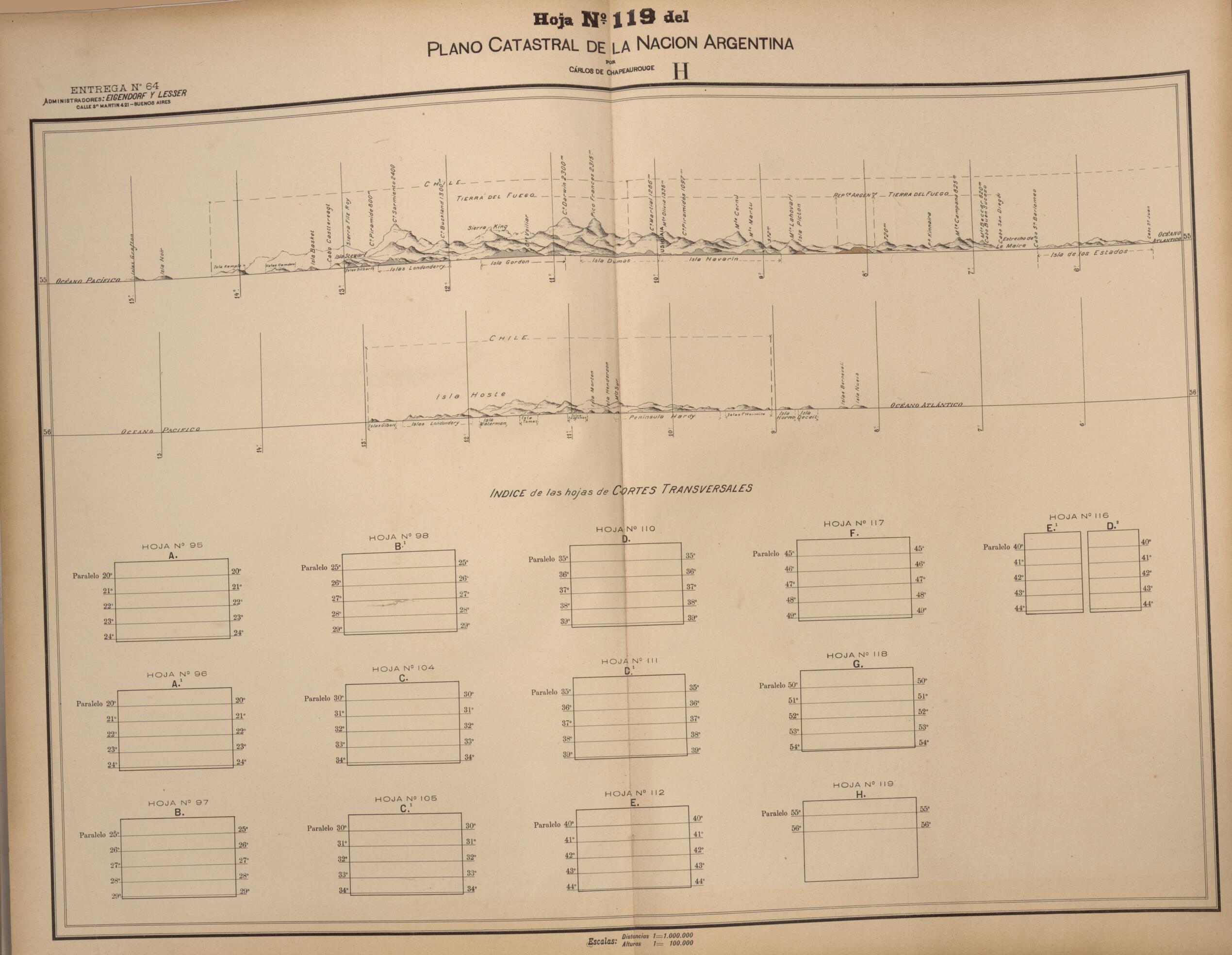 This old map of Plano Catastral De La Nacion Hoja No. 119 from República Argentina from 1905 was created by Carlos De Chapeaurouge in 1905