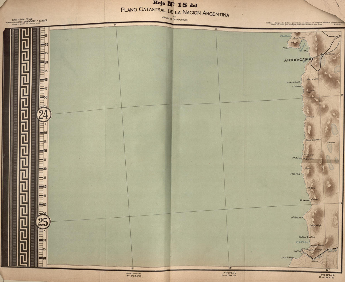 Plano Catastral De La Nacion Hoja No. 15 from República Argentina 1905 by Relic Map Company