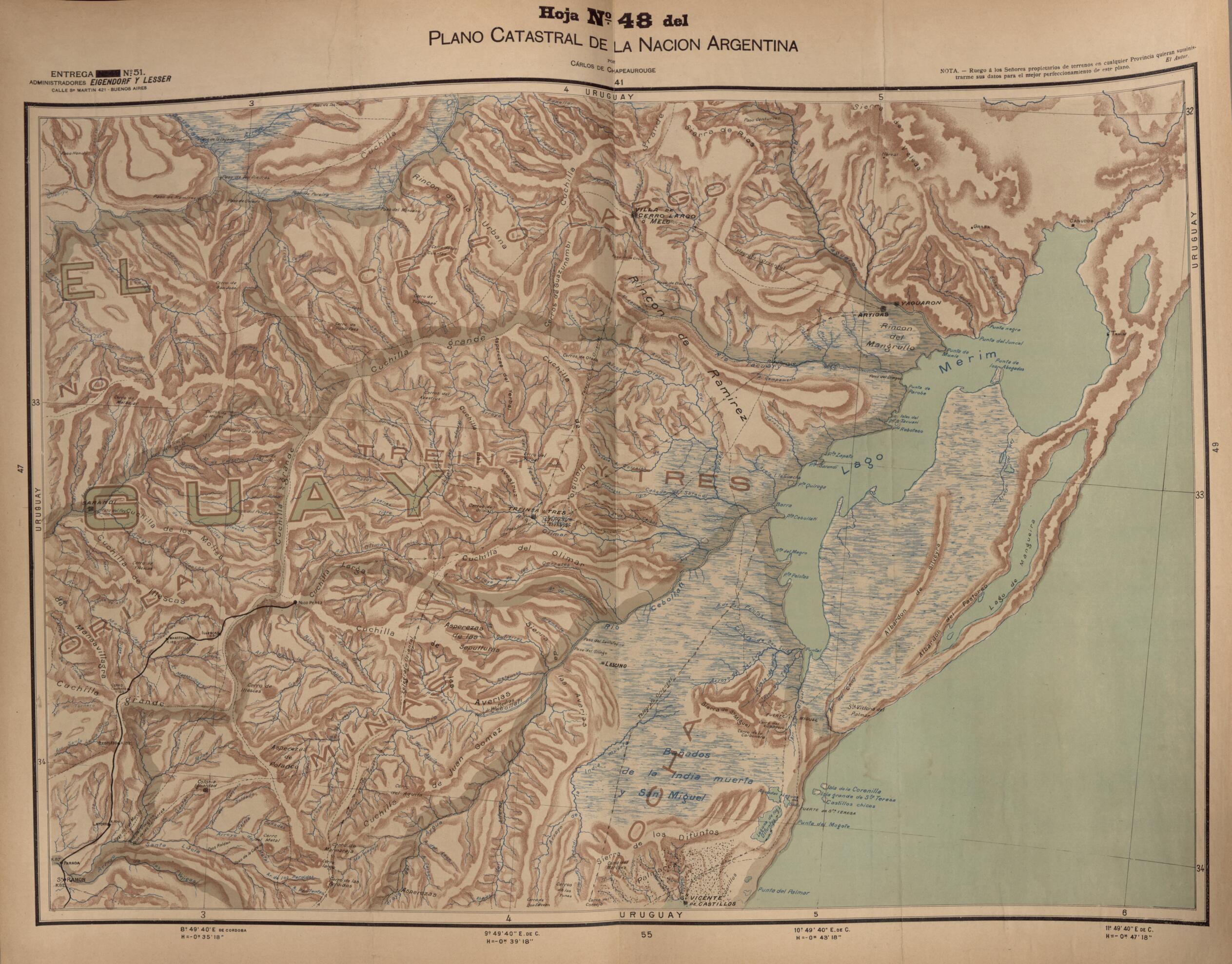 This old map of Plano Catastral De La Nacion Hoja No. 48 from República Argentina from 1905 was created by Carlos De Chapeaurouge in 1905