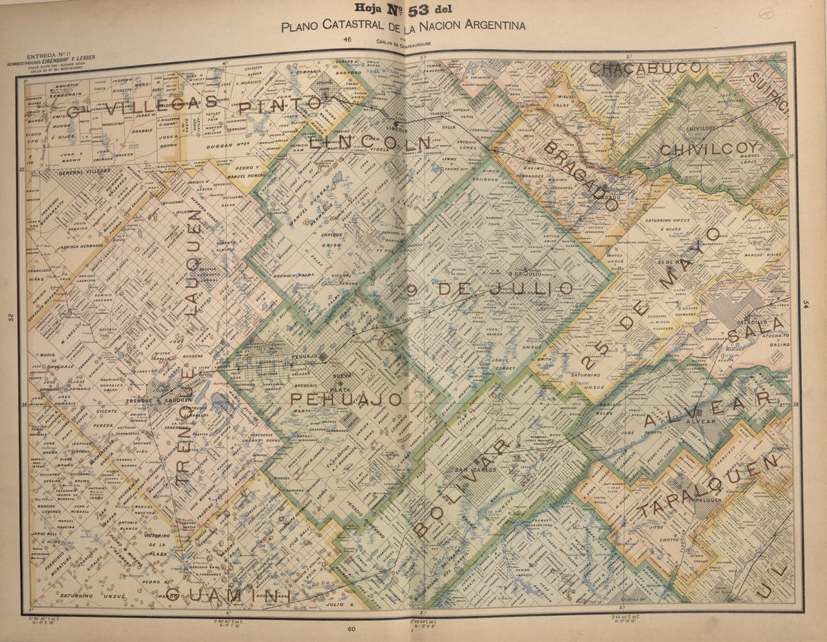 Plano Catastral De La Nacion Hoja No. 53 from República Argentina 1905 by Relic Map Company