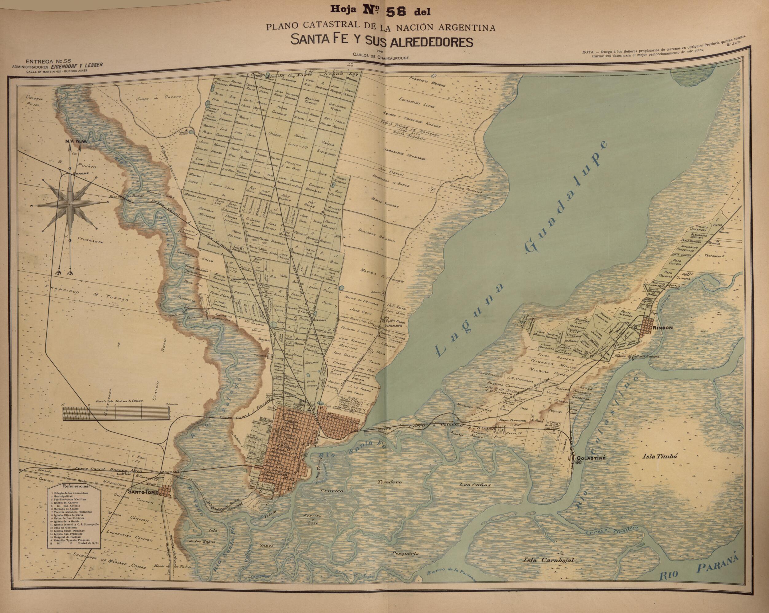 This old map of Plano Catastral De La Nacion Hoja No. 56 from República Argentina from 1905 was created by Carlos De Chapeaurouge in 1905