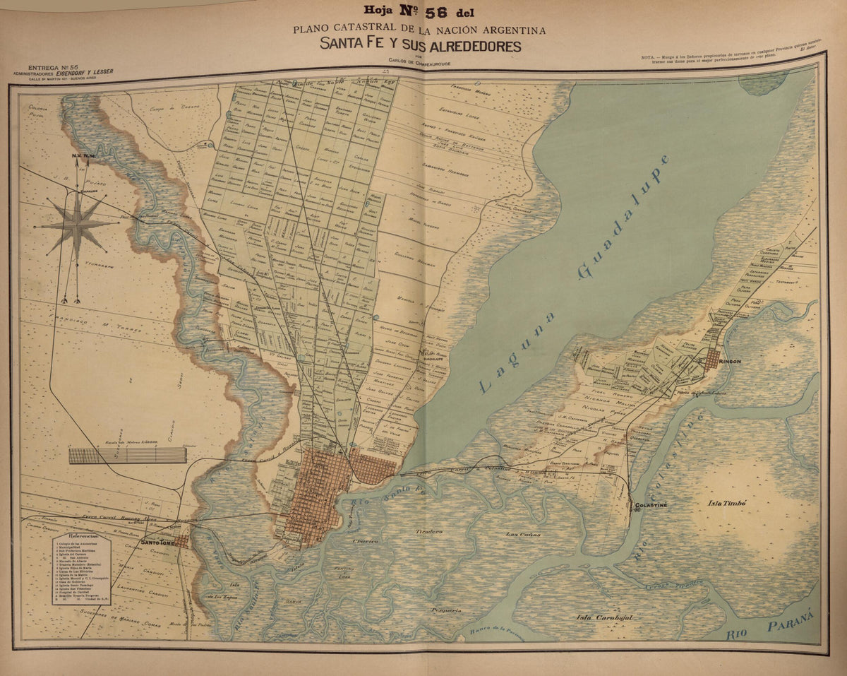 Plano Catastral De La Nacion Hoja No. 56 from República Argentina 1905 by Relic Map Company