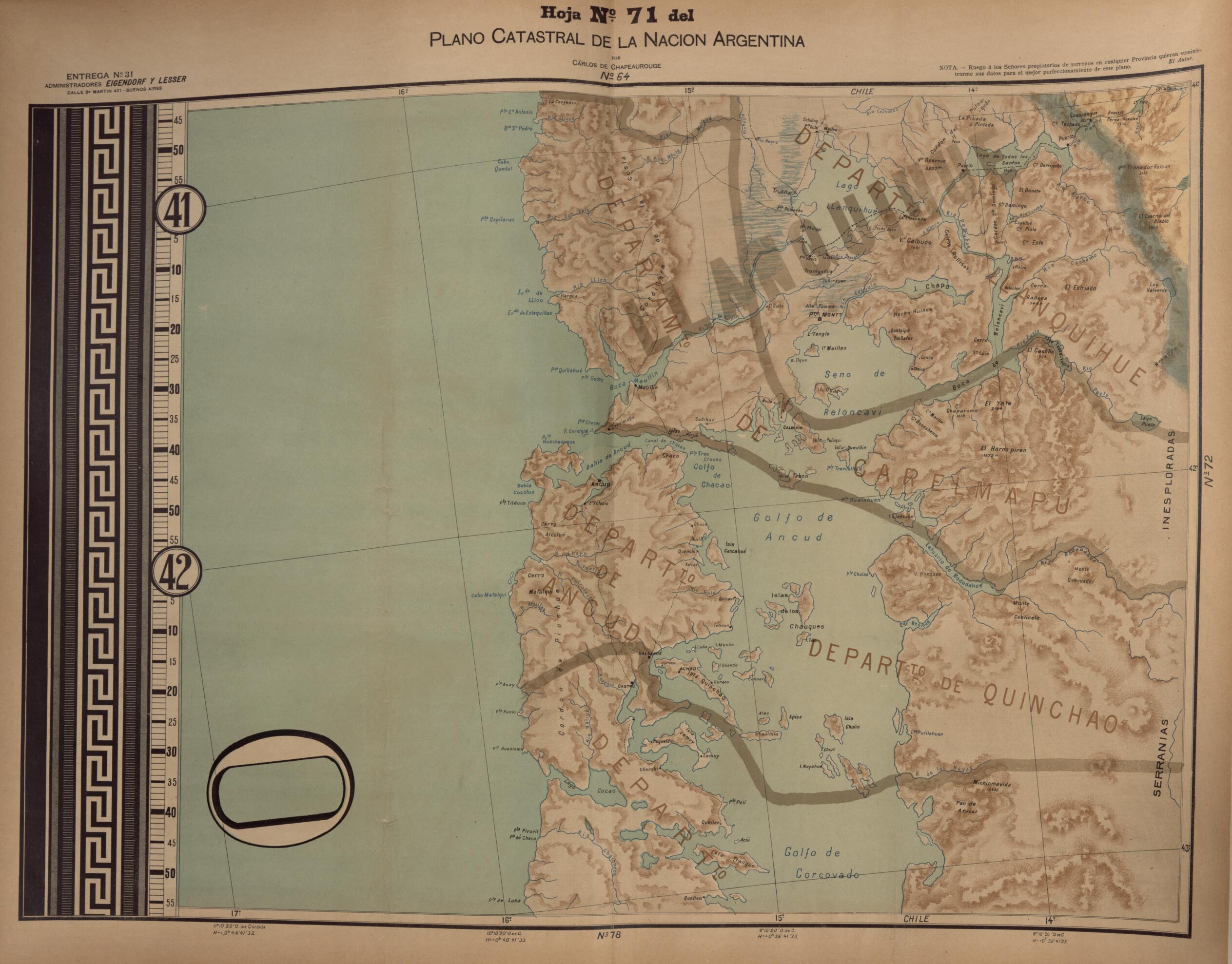 This old map of Plano Catastral De La Nacion Hoja No. 71 from República Argentina from 1905 was created by Carlos De Chapeaurouge in 1905
