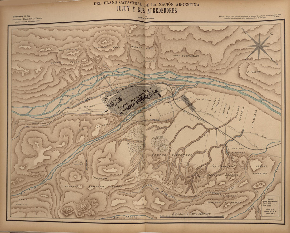 This old map of Plano Catastral De La Nacion Hoja No. 75 from República Argentina from 1905 was created by Carlos De Chapeaurouge in 1905