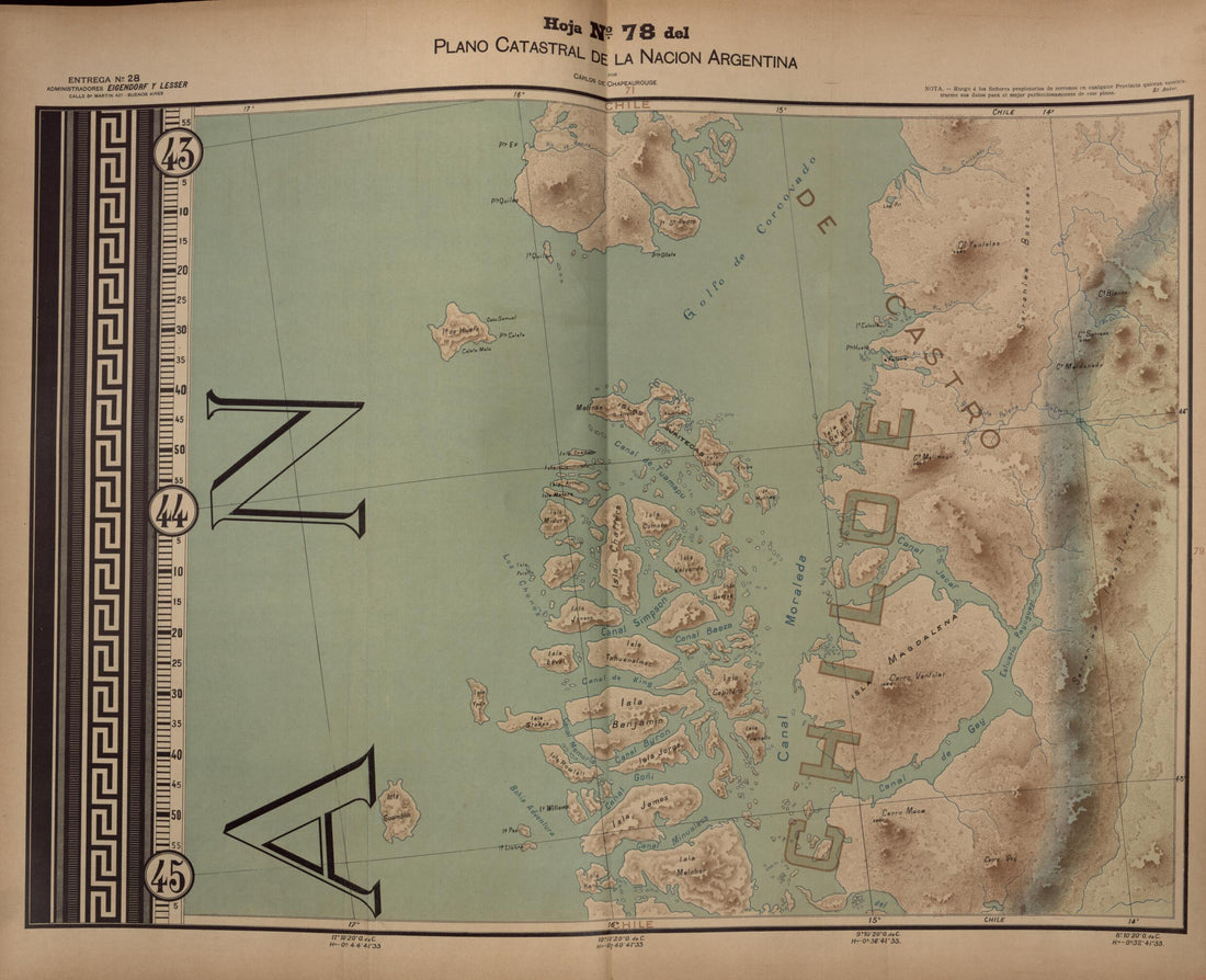 This old map of Plano Catastral De La Nacion Hoja No. 78 from República Argentina from 1905 was created by Carlos De Chapeaurouge in 1905