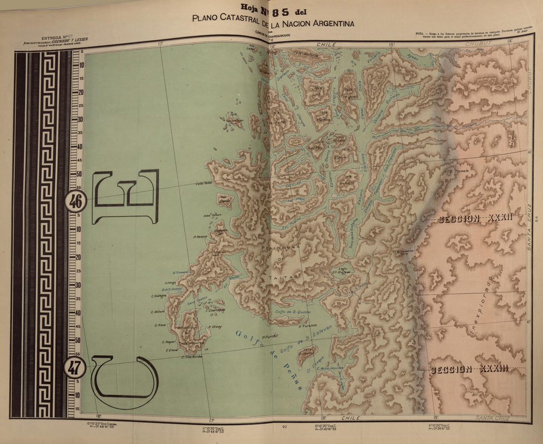 This old map of Plano Catastral De La Nacion Hoja No. 85 from República Argentina from 1905 was created by Carlos De Chapeaurouge in 1905