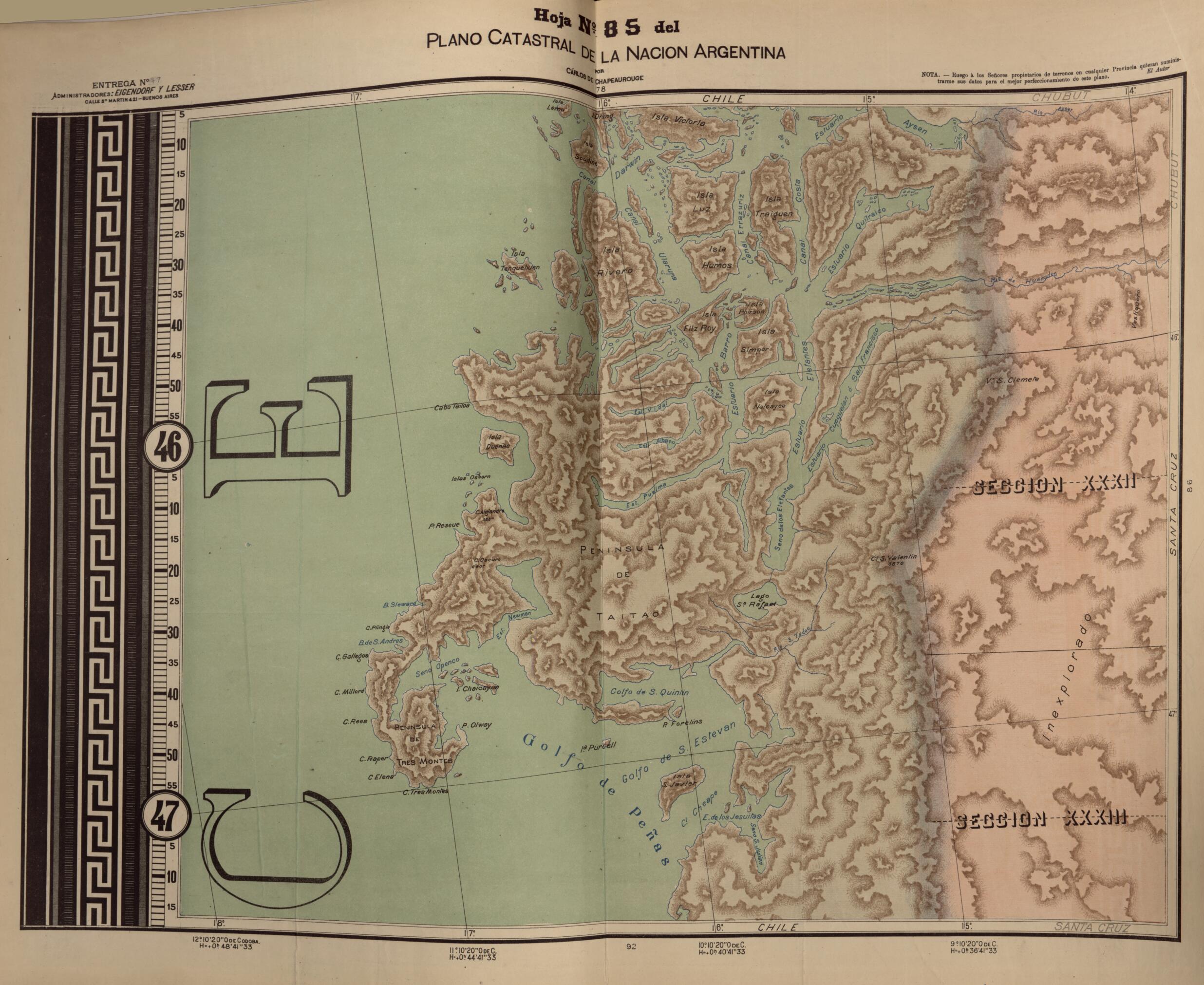 This old map of Plano Catastral De La Nacion Hoja No. 85 from República Argentina from 1905 was created by Carlos De Chapeaurouge in 1905