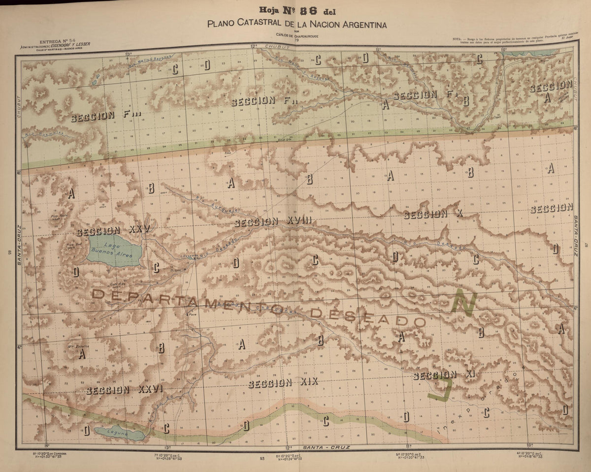 Plano Catastral De La Nacion Hoja No. 86 from República Argentina 1905 by Relic Map Company
