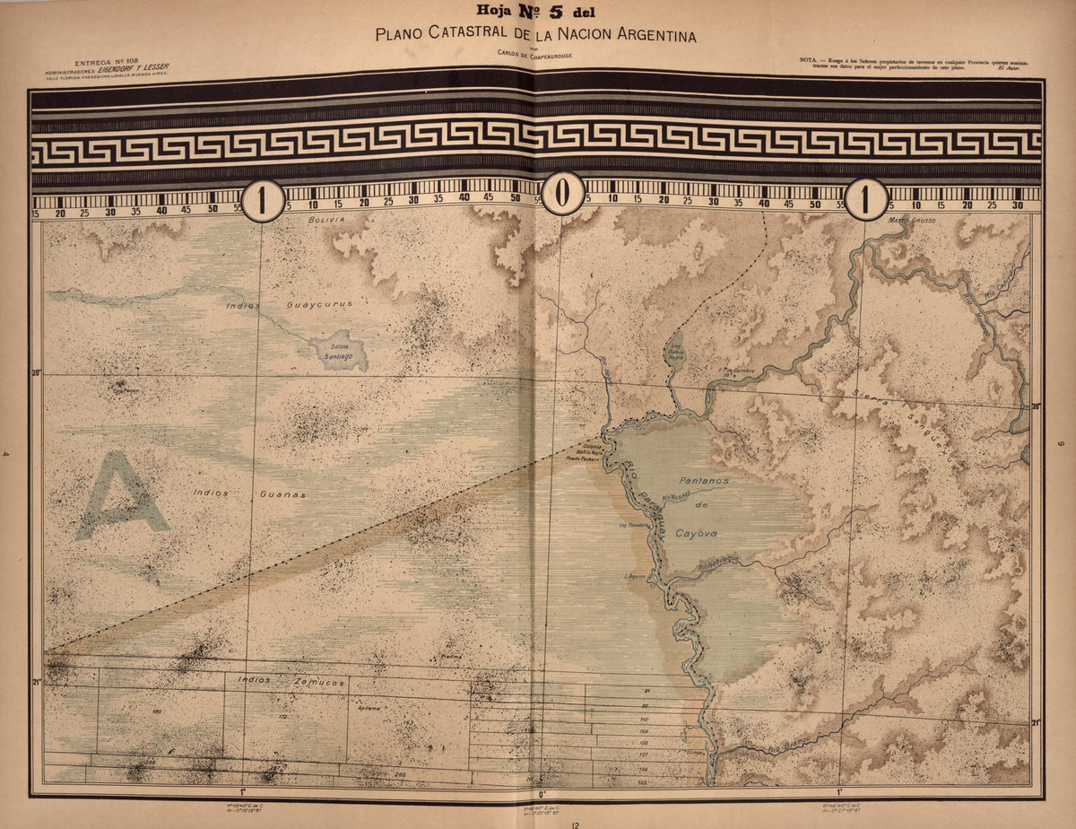 Plano Catastral De La Nacion Hoja No. 5 from República Argentina 1905 by Relic Map Company