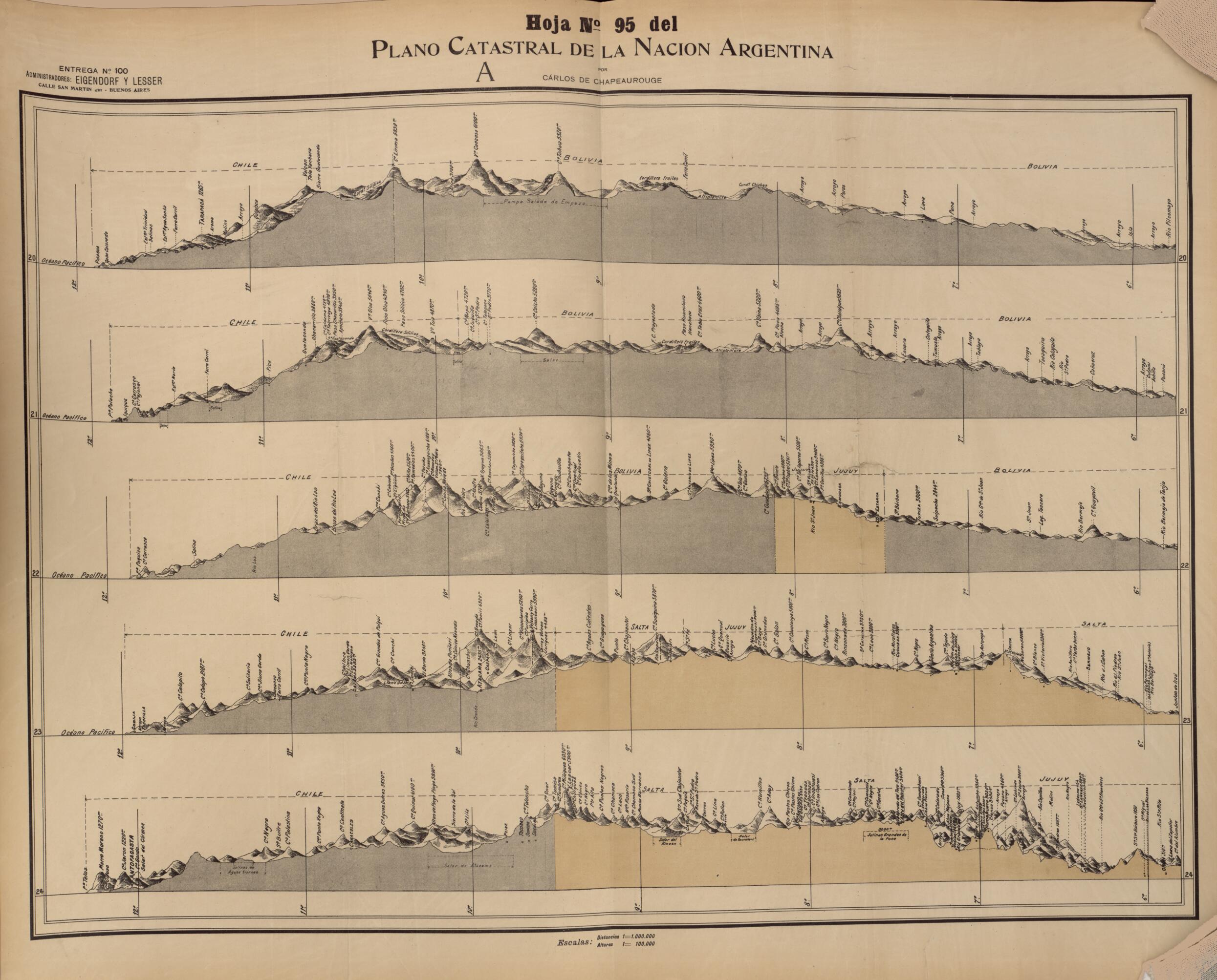 This old map of Plano Catastral De La Nacion Hoja No. 95 from República Argentina from 1905 was created by Carlos De Chapeaurouge in 1905