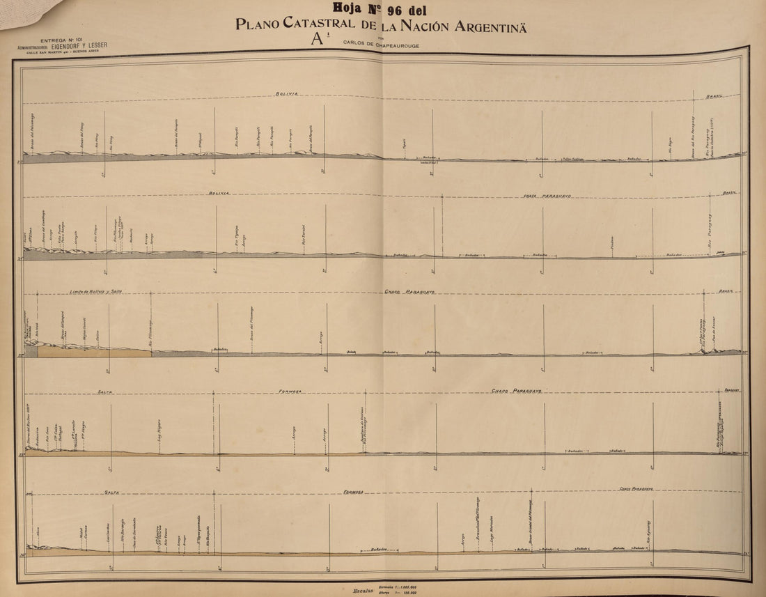 This old map of Plano Catastral De La Nacion Hoja No. 96 from República Argentina from 1905 was created by Carlos De Chapeaurouge in 1905