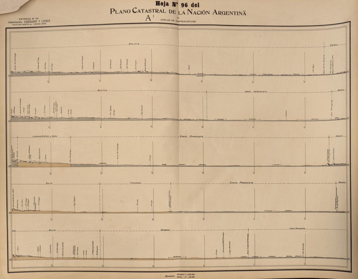 Plano Catastral De La Nacion Hoja No. 96 from República Argentina 1905 by Relic Map Company