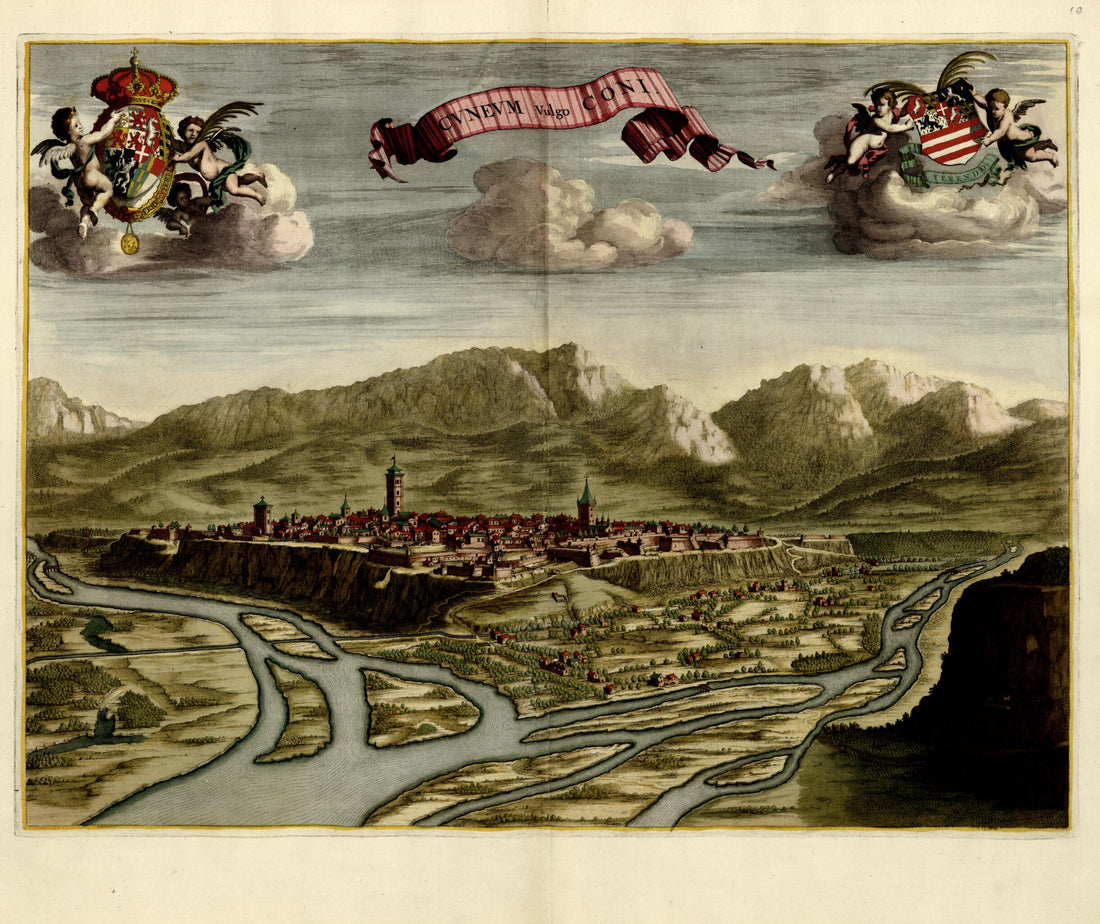 This old map of Cvnevm Vulgo Coni from a Collection of Plans of Fortifications and Battles, 1684-from 1709 from 1709 was created by Anna Beeck in 1709