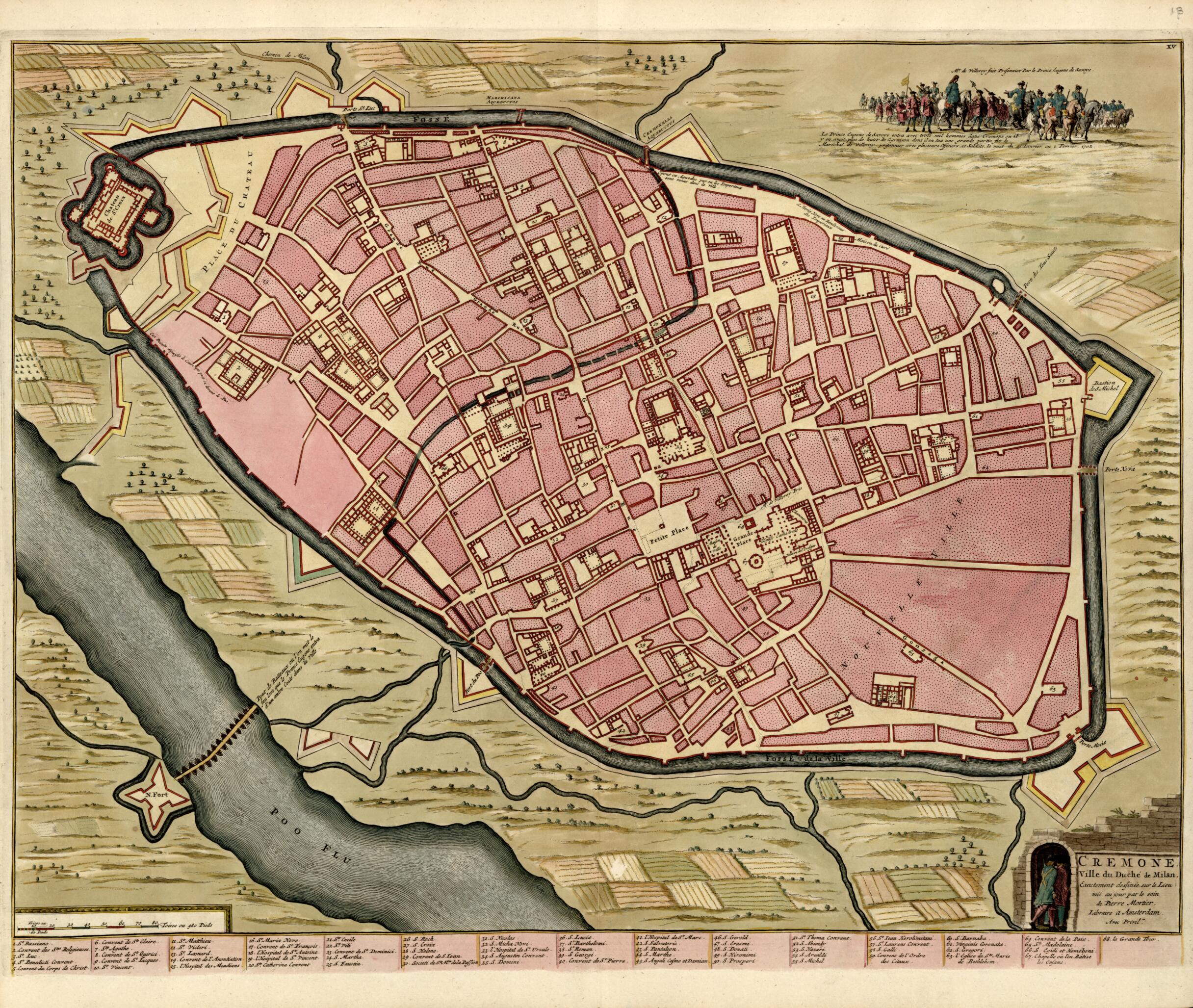 This old map of Cremone Ville Du Duche De Milan from a Collection of Plans of Fortifications and Battles, 1684-from 1709 from 1709 was created by Anna Beeck in 1709