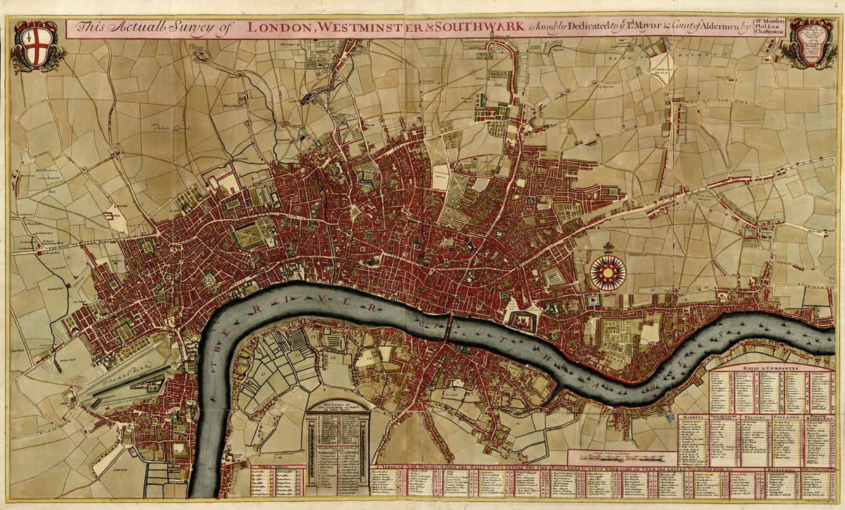 Survey of London, Westminster, and Southwark from a Collection of Plans of Fortifications and Battles, 1684-1709 by Relic Map Company
