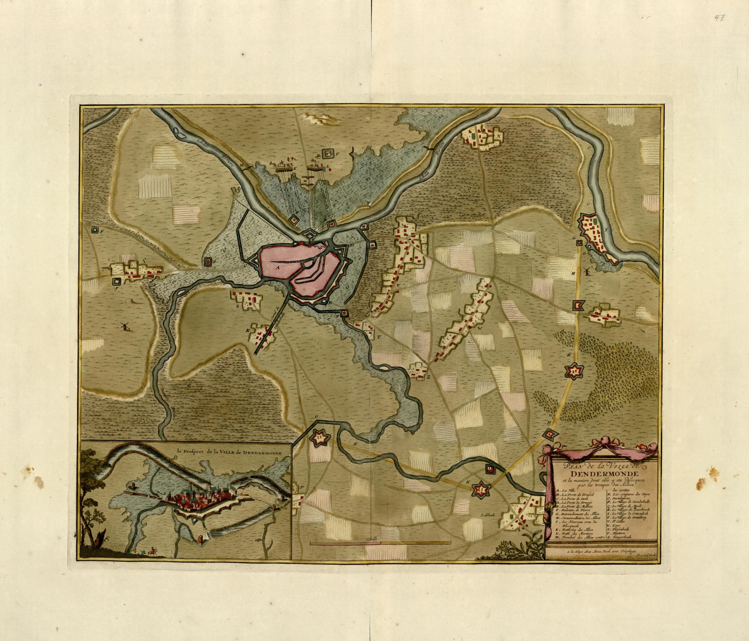 This old map of Plan De La Ville De Dendermonde from a Collection of Plans of Fortifications and Battles, 1684-from 1709 from 1709 was created by Anna Beeck in 1709